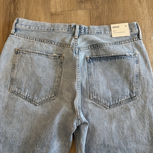 AGOLDE Riley High Rise Straight Crop Leg Denim Jeans Button Fly Size 32 NWT - Picture 12 of 12